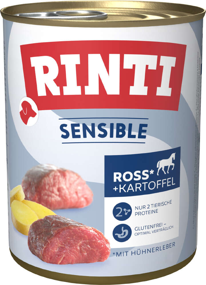 RINTI Hunde-Nassfutter Sensible Ross Hühnerleber+Kartoffel